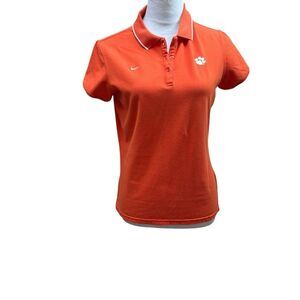 Nike Clemson Orange Preppy  Sort sleeve Collar Polo Shirt Size M